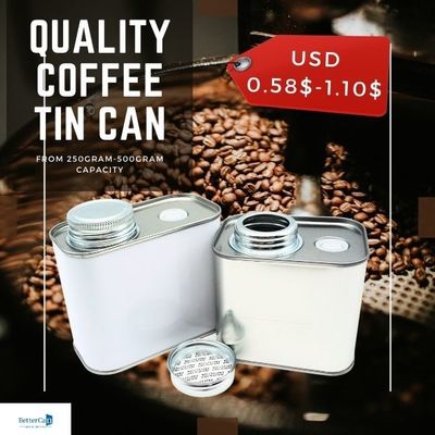 Hạt cà phê kim loại 9Oz Hộp thiếc vuông chống rỉ thiếc