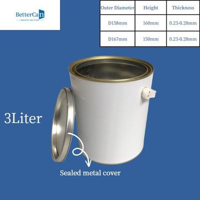 3 Lít / 5 Lít Sơn Hộp thiếc Hộp kim loại tròn để lưu trữ lớp phủ hóa chất
