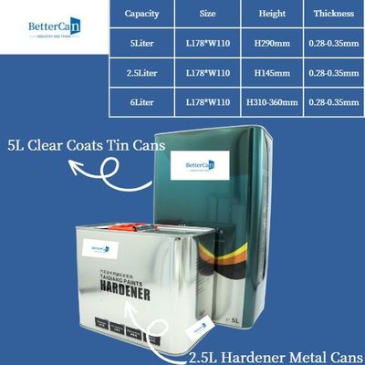 Hộp kim loại hình vuông 5L, lon sơn rỗng cho chất làm cứng lớp phủ mỏng hơn