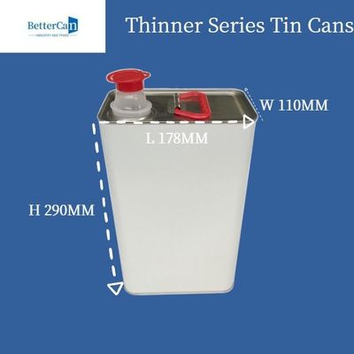 Hộp kim loại hình vuông 5L, lon sơn rỗng cho chất làm cứng lớp phủ mỏng hơn