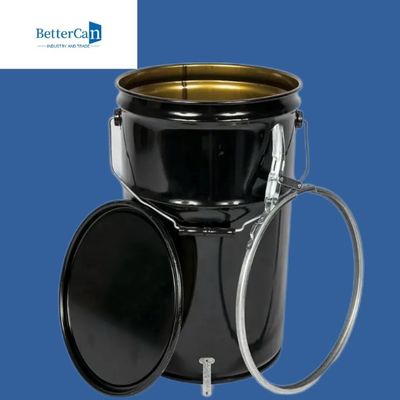 Thùng sơn kim loại 0,32mm-0,43mm Thùng đen 20l có nắp
