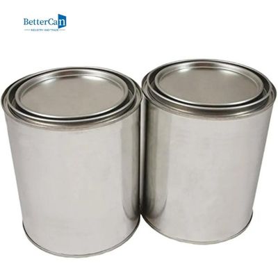 2 lon sơn kim loại rỗng có nắp đậy, thùng sơn thiếc cỡ Quart