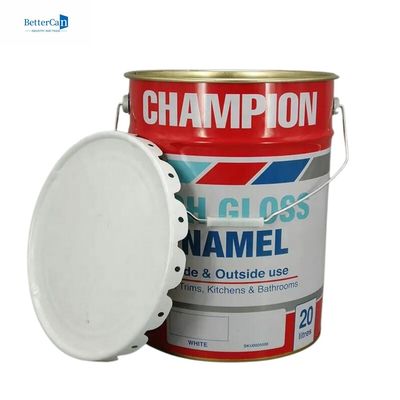 20L White Metal Paint Bucket 5 Gallon Tin Bucket With Lock Ring With Rubber Gasket (Đống sơn kim loại trắng 20L)