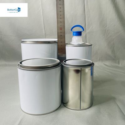 0.28mm Độ dày Màu trắng tròn hộp thiếc với nắp chặt gấp ba 1 lít vuông hộp thiếc trống