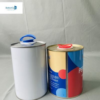 Không khí kín 1 lít sơn Tin hộp với nắp nhựa nhỏ CMYK in